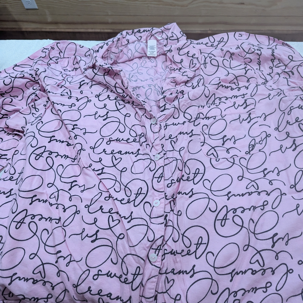 Victoria's Secret Pink Script Button-Up Pajama Top